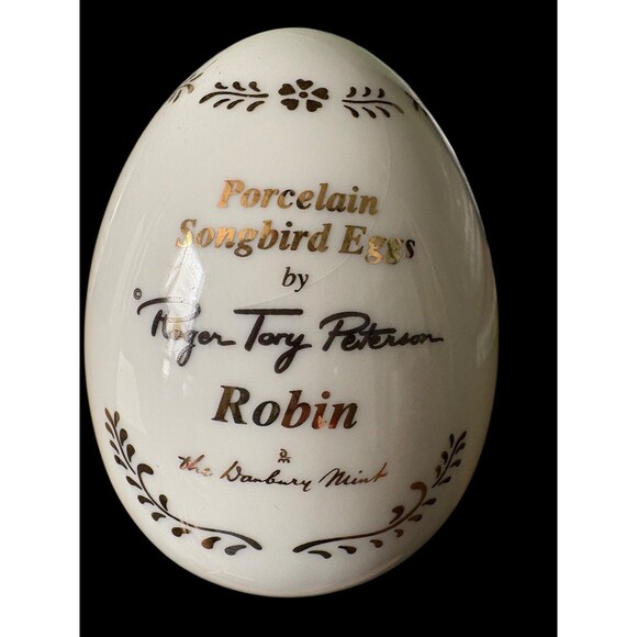 Danbury Mint Roger Tory Peterson Porcelain Songbird Egg Robin 1995 - Picture 5 of 6
